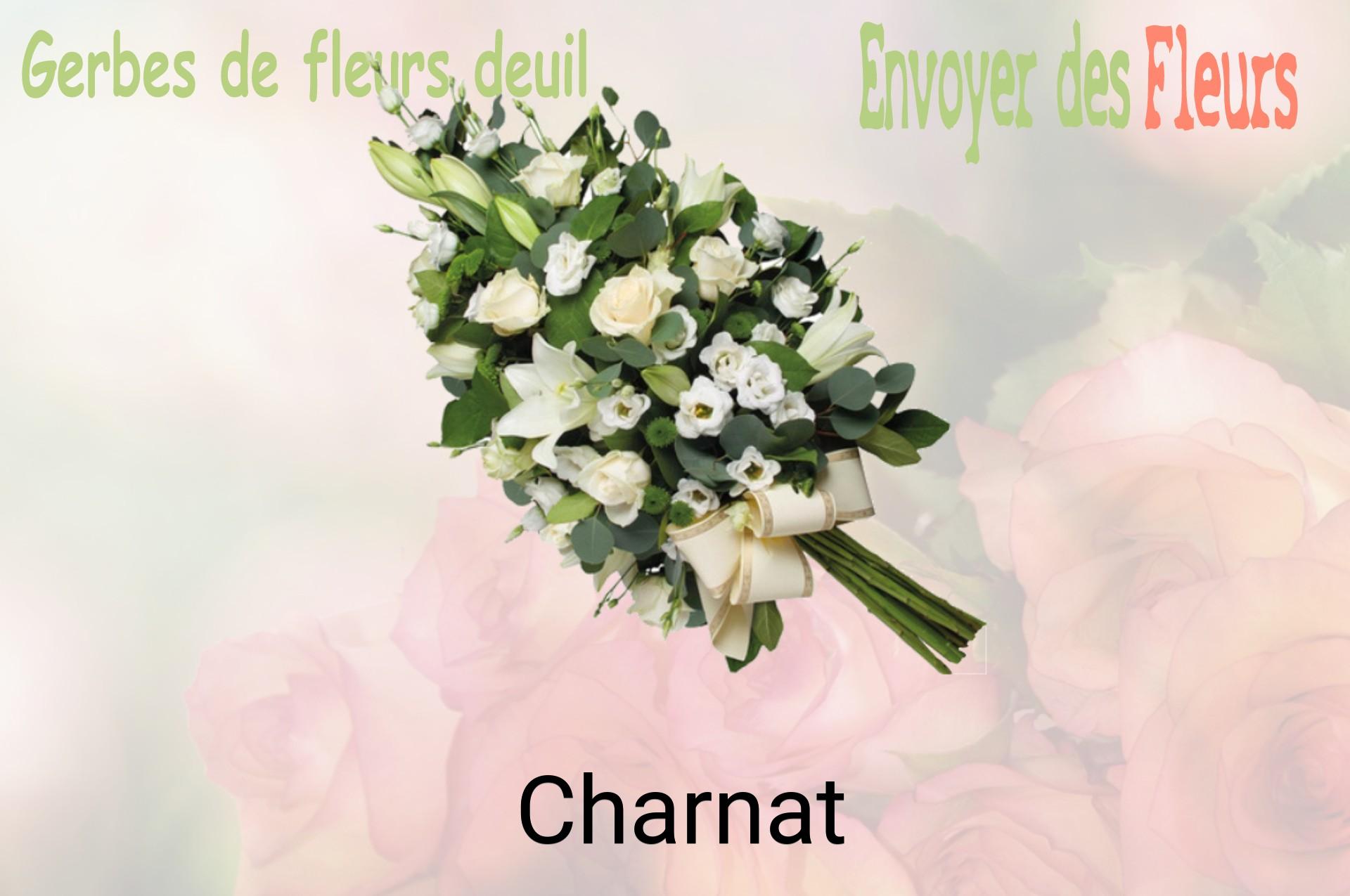 Gerbe de fleurs de deuil livrée à Charnat